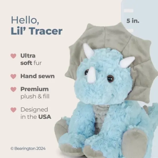 Bearington Lil' Tracer Plush Stuffed Animal Dinosaur with Rattle, 5 inch, For Ages 0-14 image {5}