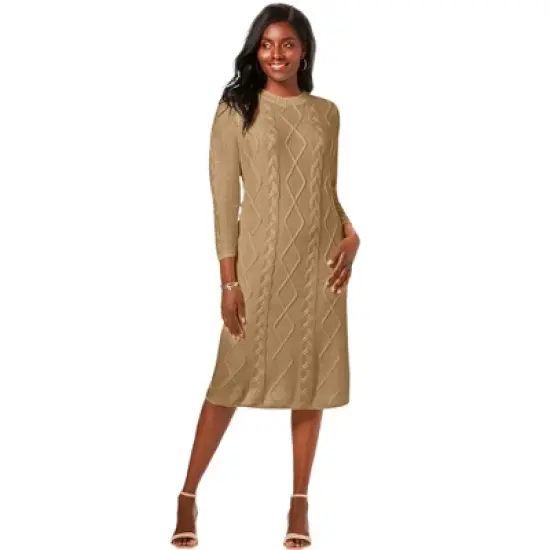 Jessica London Women&rsquo;s Plus Size Cable Sweater Dress image {10}