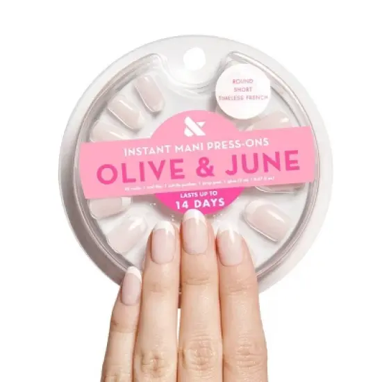 Olive & June Press-On Fake Nails - S Round - Timeless French - 42ct image {3}