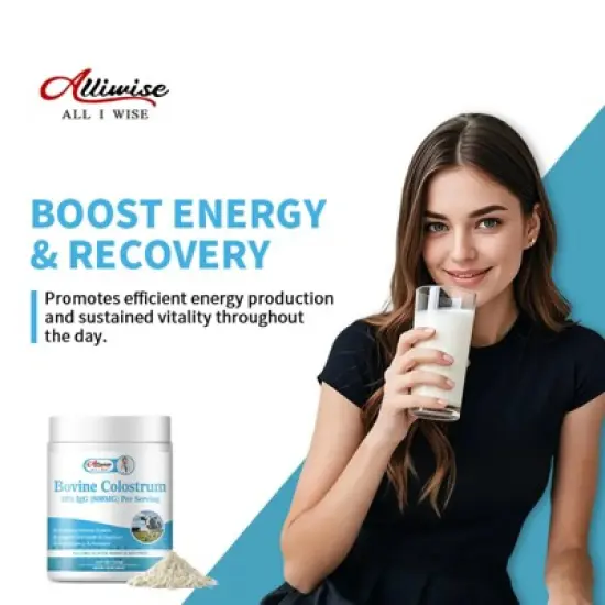 Alliwise Bovine Colostrum Supplement,Pure 40% IgG Colostrum Powder for Gut, Bone, Exercise, Immune, Non-GMO, 4.23 Oz image {3}