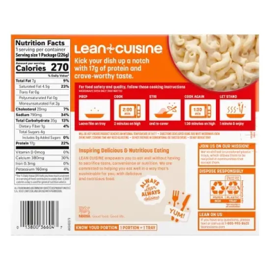 Lean Cuisine Protein Kick Vermont White Cheddar Frozen Mac and Cheese - 8oz image {12}
