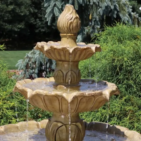 Sunnydaze 46"H Electric Polystone 3-Tier Classic Tulip Outdoor Water Fountain image {7}