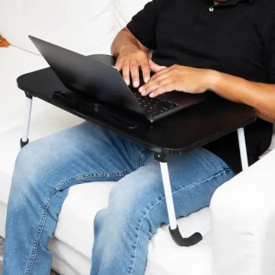 Mind Reader Woodland Collection Collapsible Portable Laptop Desk with Folding Legs Black: Laptop Holder & Desk Organizer image {4}