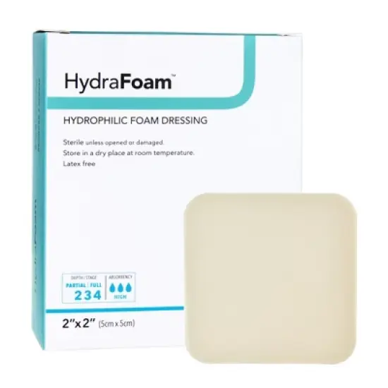 HydraFoam Foam Dressing Square No Border Waterproof Backing, 10 per Box image {3}