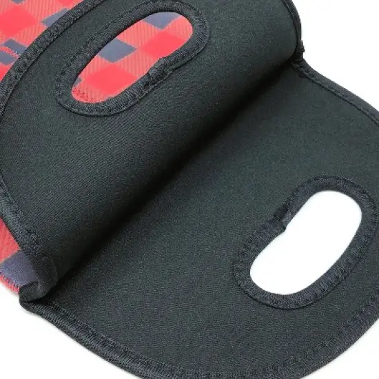 Wrapables Insulated Neoprene Wine Tote, Two Bottles, Red Checkered image {4}