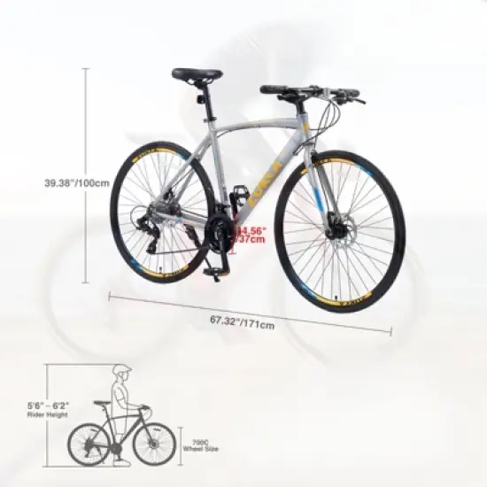 DSVIMOY Bicycles, 700c Road Bike 24 Speed, City Commuter Bicycle for Men Women, Silver, 67.32"*14.56"*39.37" image {1}