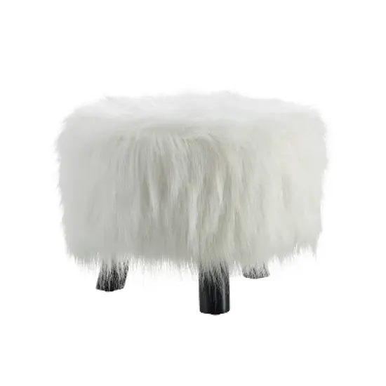 Faux Fur Foot Stool - Linon image {8}