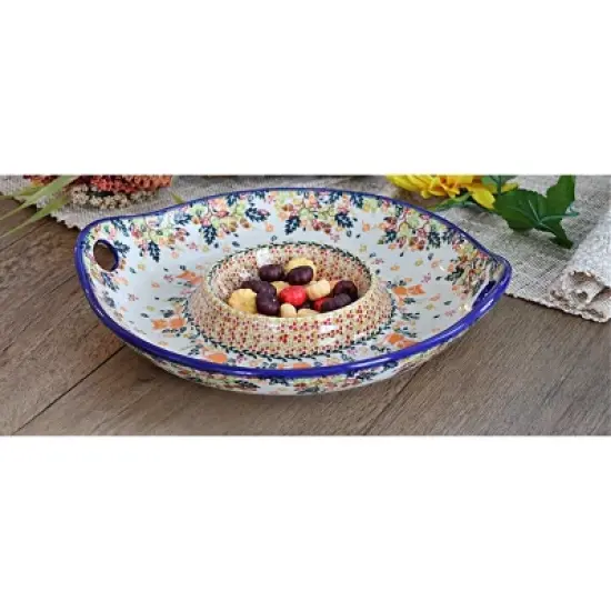 Blue Rose Polish Pottery Forest Friends Chip & Dip Plate image {2}