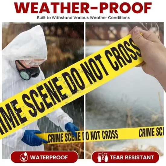 Pyle 4-Pack Crime Scene Do Not Cross Tape - 656 ft. Roll, UV-Resistant Polyethylene Warning Tape (PCSCTX4) image {3}