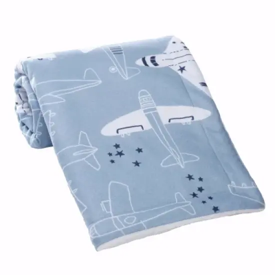 Bedtime Originals Little Aviator Blue/White Airplane Soft Fleece Baby Blanket image {3}