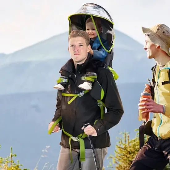 Qaba Baby Backpack Carrier for Hiking with Detachable Canopy, Foldable Child Carrier with Adjustable Waist Belt, Storage Pockets, for 6-36 Months image {2}