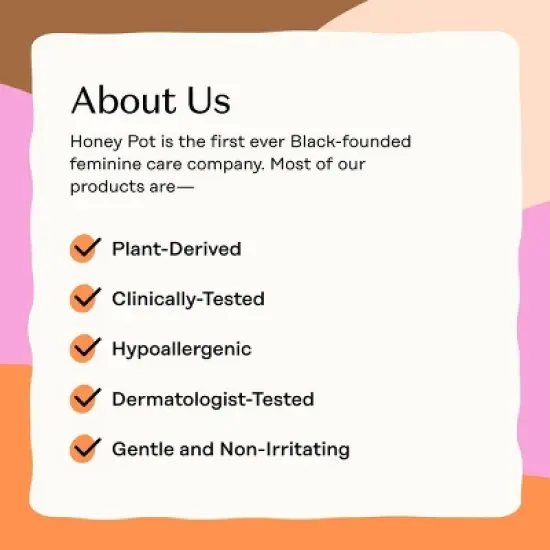 The Honey Pot Company, Non-Herbal Overnight Pads with Wings, Organic Cotton Cover - 12 ct image {9}