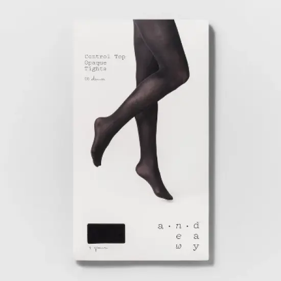 Women's 50D Opaque Control Top Tights - A New Day Black image {1}