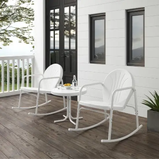 Griffith 3pc Outdoor Rocking Chair Set - White - Crosley image {5}