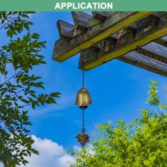 Unique Bargains Metal Vintage Outdoor Wind Chime 2.2" x 12.4" Bronze Tone 1 Pack image {4}