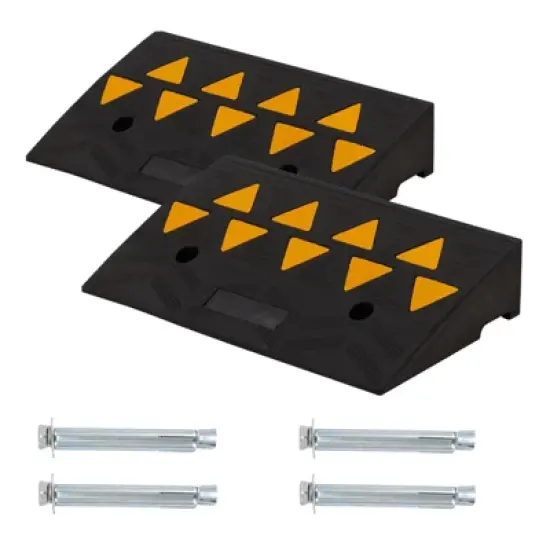 2 Pack Heavy Duty Rubber Curb Ramp - 15 Ton (33,000 lbs) Capacity Car Ramp, Durable Rubber Bridge Threshold Ramp for Loading Dock, Garage & Sidewalk image {7}