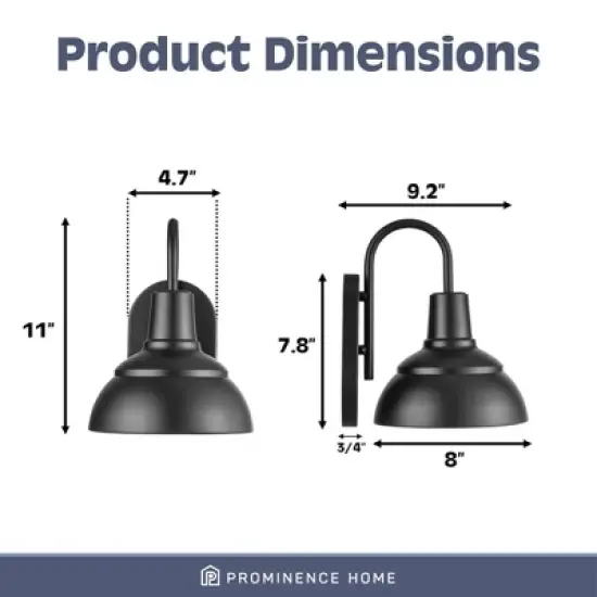 Prominence Home Brightondale Industrial Outdoor Scone Lantern Coach Light with Comprehensive Instructions and Troubleshooting Manual, Black image {2}
