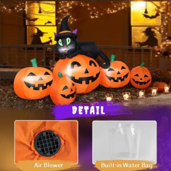 MOVSSOU 5FT Halloween Inflatable Pumpkin Outdoor Decoration image {1}