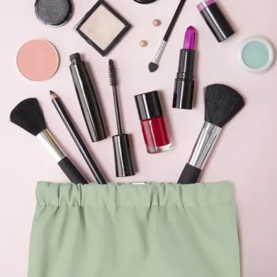 Unique Bargains Portable Multiple Inner Pockets Mini Makeup Bag 1 Pc image {5}