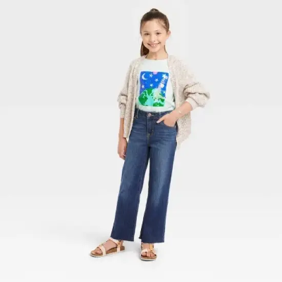 Girls' Mid-Rise Wide Leg Crop Jeans - Cat & Jack&trade; image {2}
