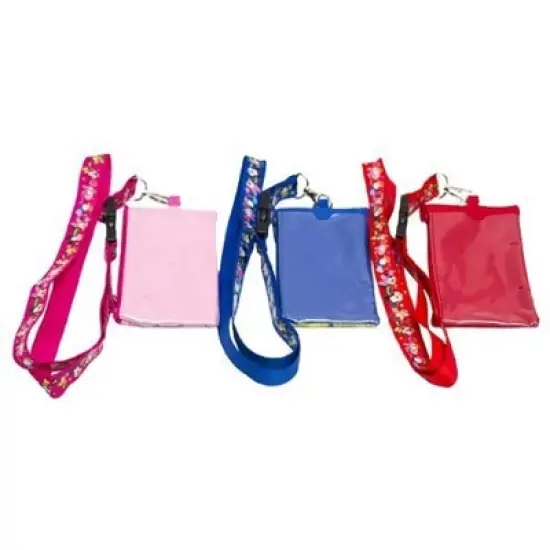 3 X Disney Mickey Minnie & Friends Lanyard with ID Badge Holder Wallet Coin Purse Ticket Key Chain image {1}