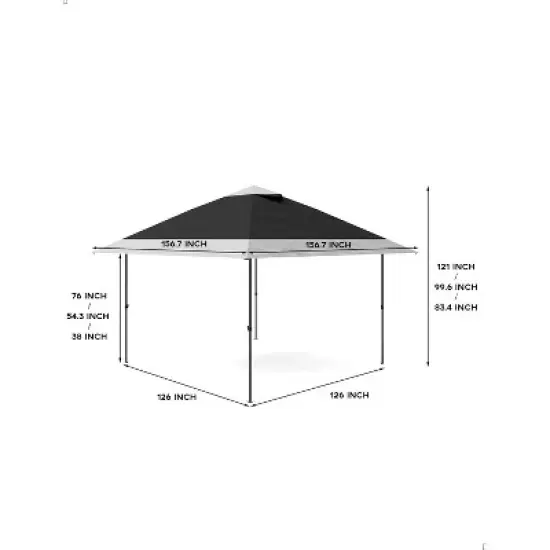 13x13 Pop Up Gazebo Outdoor Canopy Shelter with 4 Stanbags, 8 Stakes Instant Gazebo Tent for Lawn, Garden, Dark Grgy+Light Grey image {4}