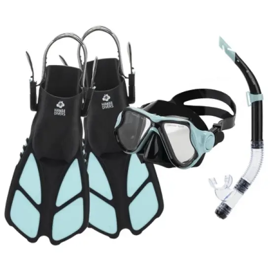 Hawaii Divers Manta Ray Adult Snorkel Set &ndash; Turquoise/Black (Unisex) Size S/M image {4}