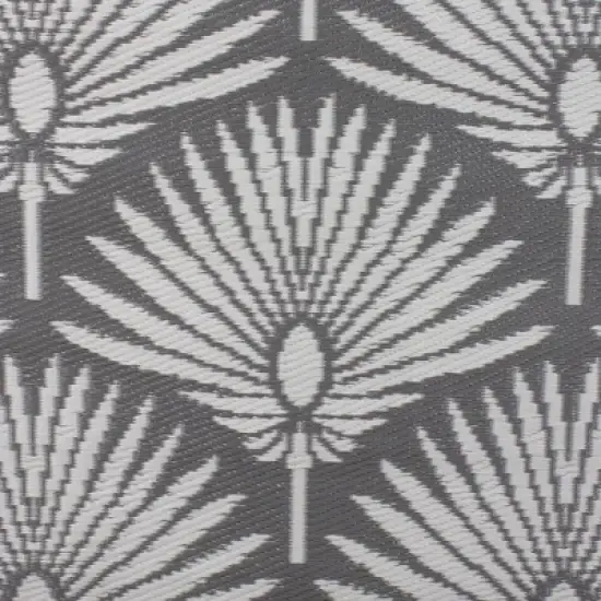 Northlight 4' x 6' Gray and White Fan Leaf Rectangular Outdoor Area Rug image {3}