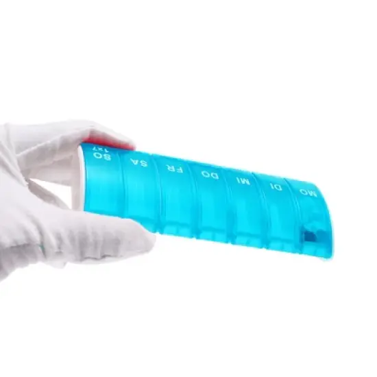 Unique Bargains 7 Compartment Single Row Pill Case Rose Red 1Pc image {5}