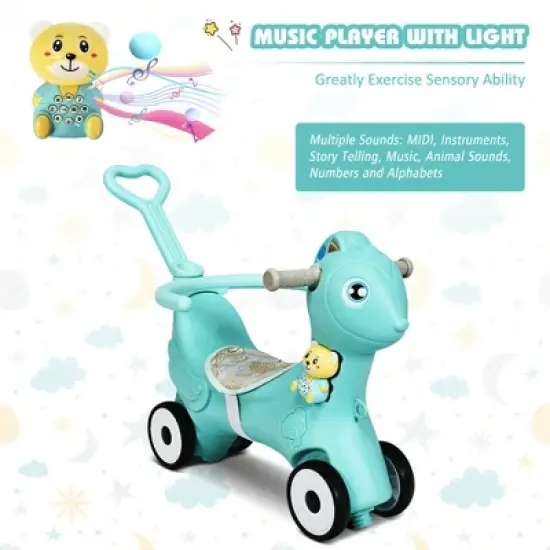 Costway Baby Rocking Horse 4 in 1 Kids Ride On Toy Push Car w/ Music Indoor Outdoor Gift image {5}