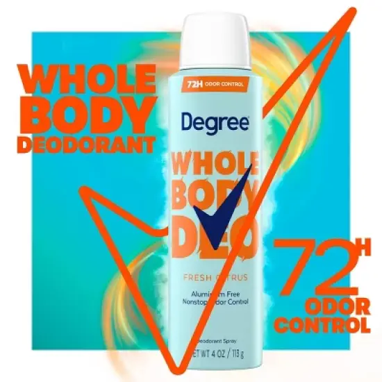 Degree 72H Odor Protection Whole Body Deodorant Spray for Women Fresh Citrus - Aluminum-Free 4oz image {4}
