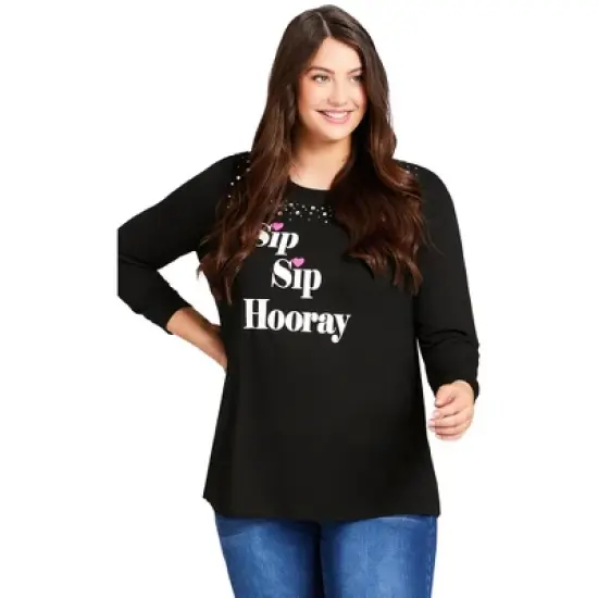 Women's Plus Size Sip Sip Top - Black | AVENUE image {6}