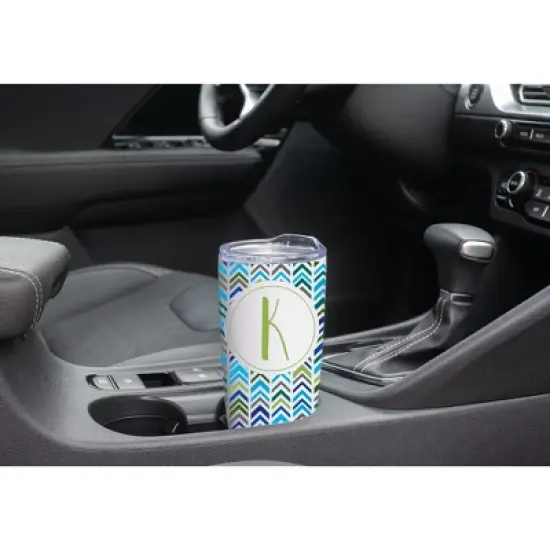 Elanze Designs K Monogram Herringbone Arrows Wrap-Around Design 20 Ounce Stainless Steel On-The-Go Coffee Mug, Thermal Travel Tumbler with Leak image {2}