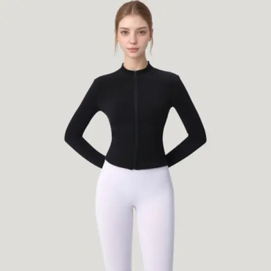 Anna-Kaci Active Women's Long Sleeve Full Zip Athletic Jacket with Thumbholes and Fitted Silhouette image {6}