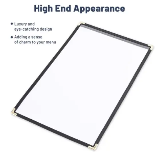 WeChef 30 Packs Restaurant Menu Covers 8.5 x 14 Single Page 1 Page 2 Views Black image {4}