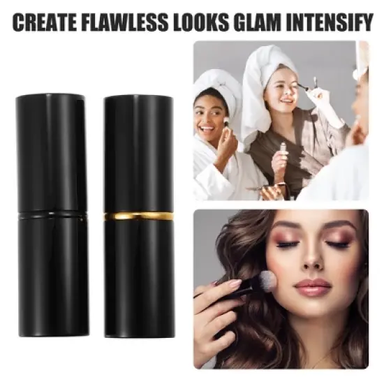 Unique Bargains Makeup Brush Kit Travel Retractable Angled Makeup Brush Eye Defining Brush Highlight Brush 2 Pcs image {1}