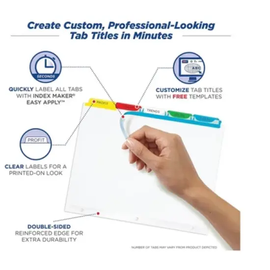 Avery Print & Apply Clear Label Dividers w/Color Tabs 12-Tab Letter 5 Sets 11405 image {7}