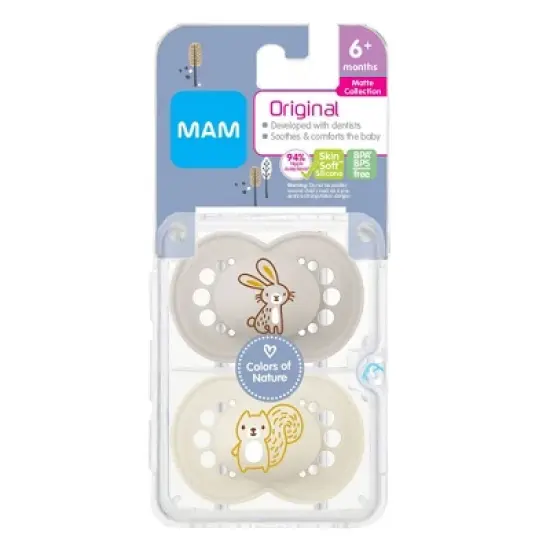 MAM Matte Original Deco Pacifier - 6+ Months - Unisex - 2pc image {1}