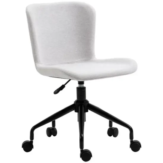 Vinsetto Home Office Chair, Swivel Task Chair with Adjustable Height and Armless Design for Small Space, Living Room, Bedroom, Light Gray image {3}