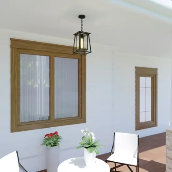 VAXCEL Blackwell Cage Frame 1 Light Black Outdoor Pendant Lantern Clear Glass image {6}