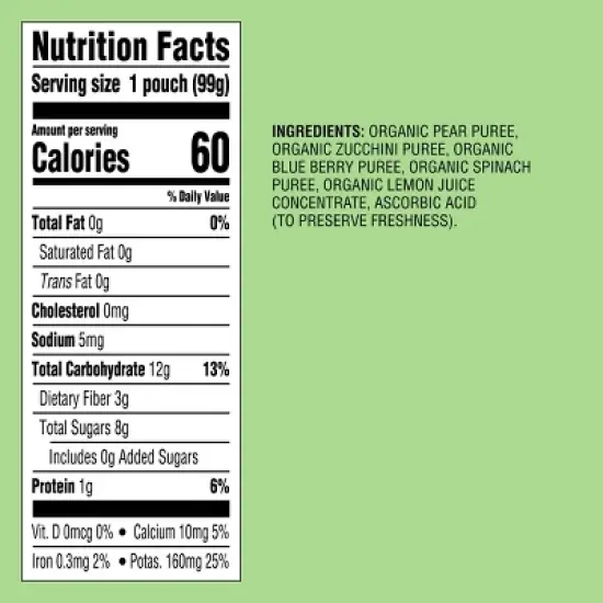 Organic Pear Zucchini Blueberry Spinach Baby Food Pouch - 3.5oz - Good & Gather&trade; image {3}