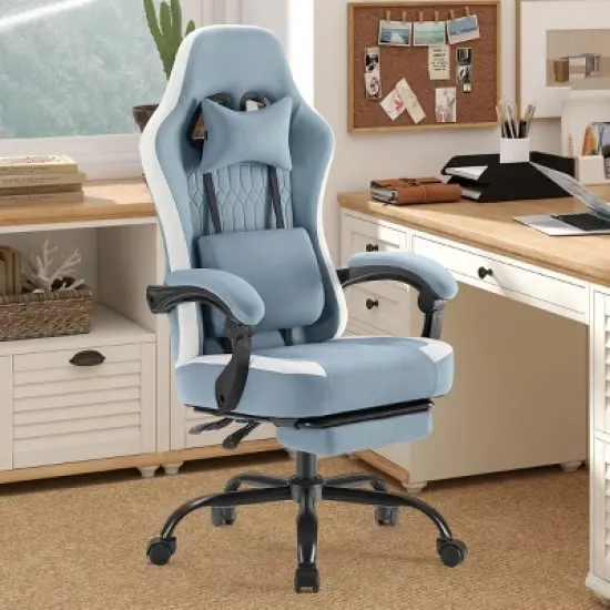 SEVOBAL Office Chair Desk Chair Computer Chair Office Chairs with Lumbar Support Swivel Rolling Easy Assembly Home Gift, Blue, 25.2"*25.4"*48.4" image {1}