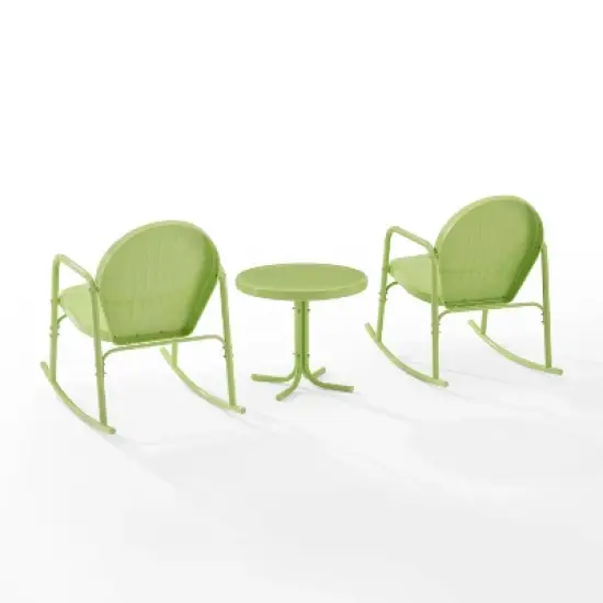 Griffith 3pc Outdoor Metal Rocking Chair Set - Lime - Crosley image {5}