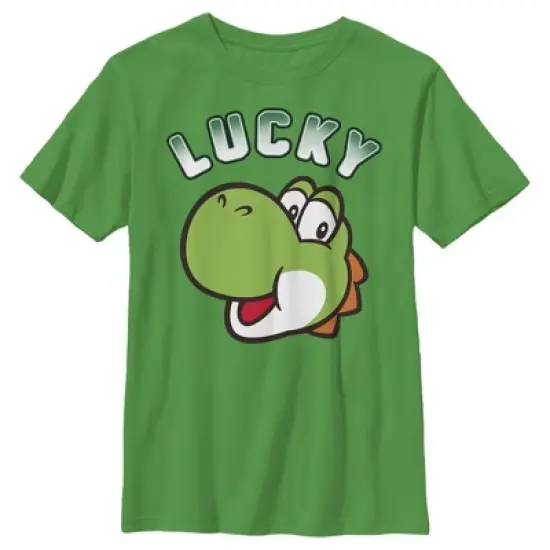 Boy's Nintendo Super Mario St. Patrick's Day Lucky Yoshi Retro T-Shirt image {3}