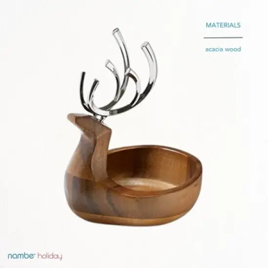 Nambe Holiday Reindeer Bowl &ndash; Decorative Candy Dish and Seasonal Table Accent with Removable Antlers, Festive Coffee Table or Dining Display image {3}