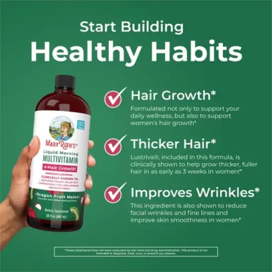 MaryRuth's Morning Multivitamin Liquid + Hair Growth, Dragonfruit Melon, 30 oz image {4}