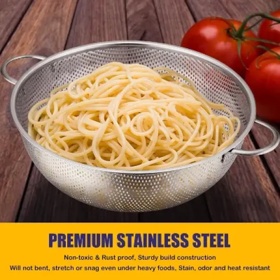 Micro-Perforated Metal Colander Strainer with Handle for Kitchen/Draining Pasta/Rinsing Vegetables Fruits image {3}