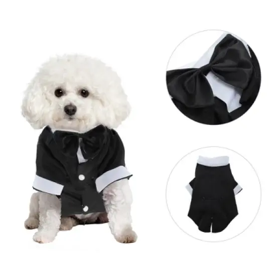 Unique Bargains Stylish Dog Tuxedo Black 1 Pc image {1}