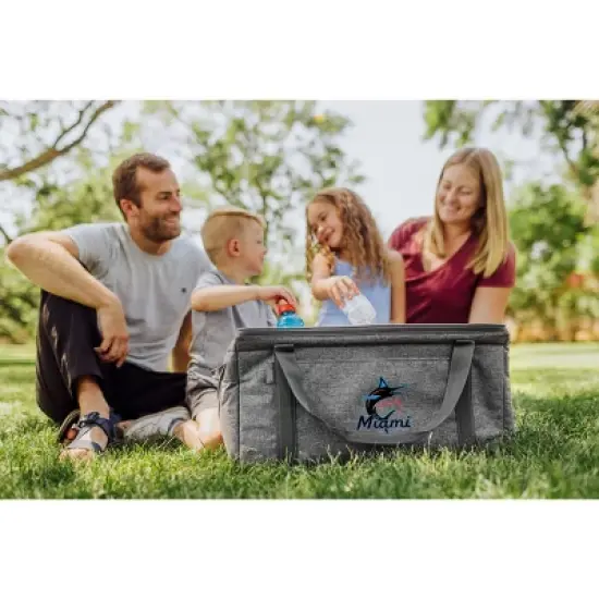 MLB Miami Marlins 64 Can Collapsible Cooler - Heathered Gray image {4}