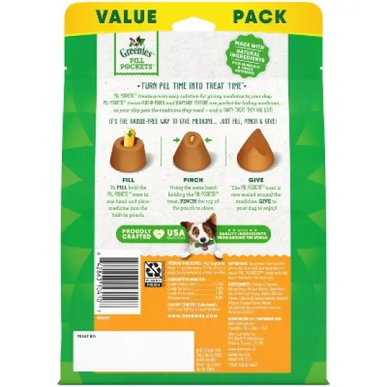 Greenies Chewy Dog Treats Pill Pockets Chicken Capsule Size image {1}